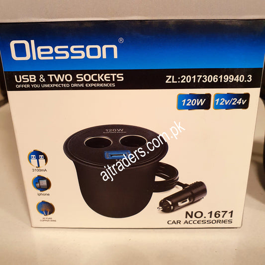 USB two Sockets Olesson for Car Adapter