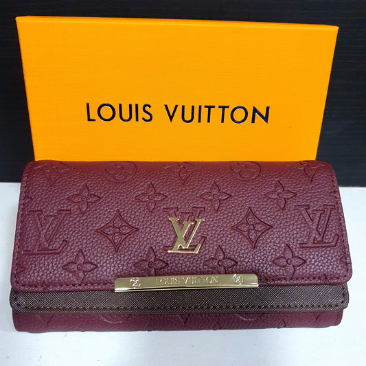 Lv Wallet Coffee Color Long Style Clutch