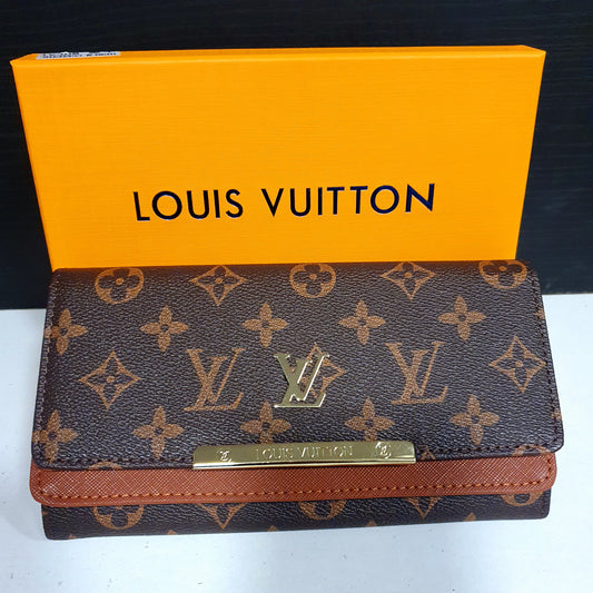 Brown Lv Wheat Color Wallet Long Clutch