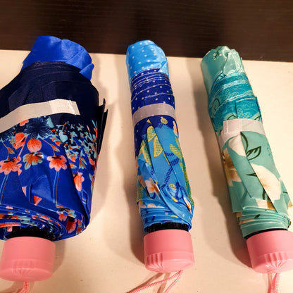 Multi Floral Style Foldable Umbrella For Travelling Pink Handle 31450