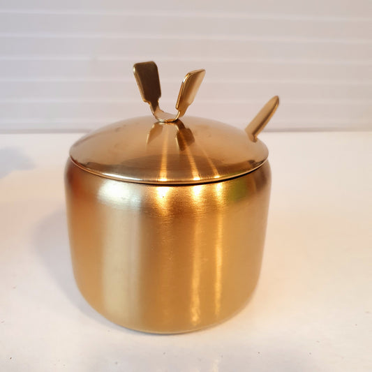 Golden Stainless Steel Sugar and Salt Pot with Spoon 41880