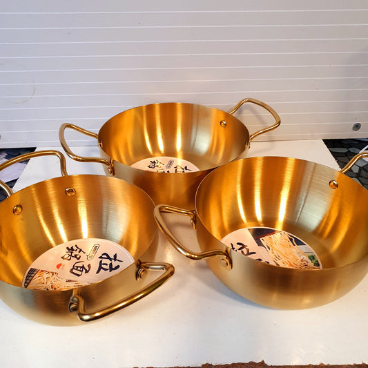 Stainless Steel Golden Korean Style Pot Double Handle 21550