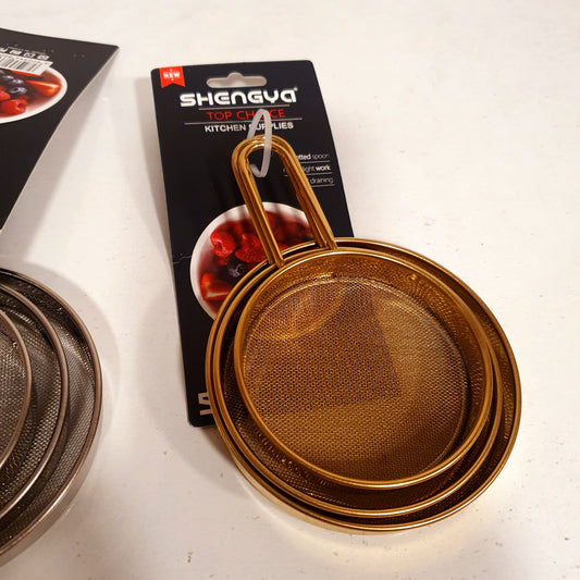 3 Pcs Set of Fine Mesh Strainer Golden For Baking 21900