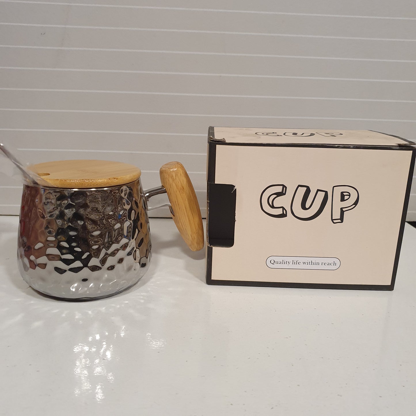 Hammered Cup with Spoon 61035