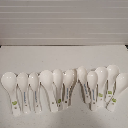 White Spoon Set Pack of 12 for Soap 21450