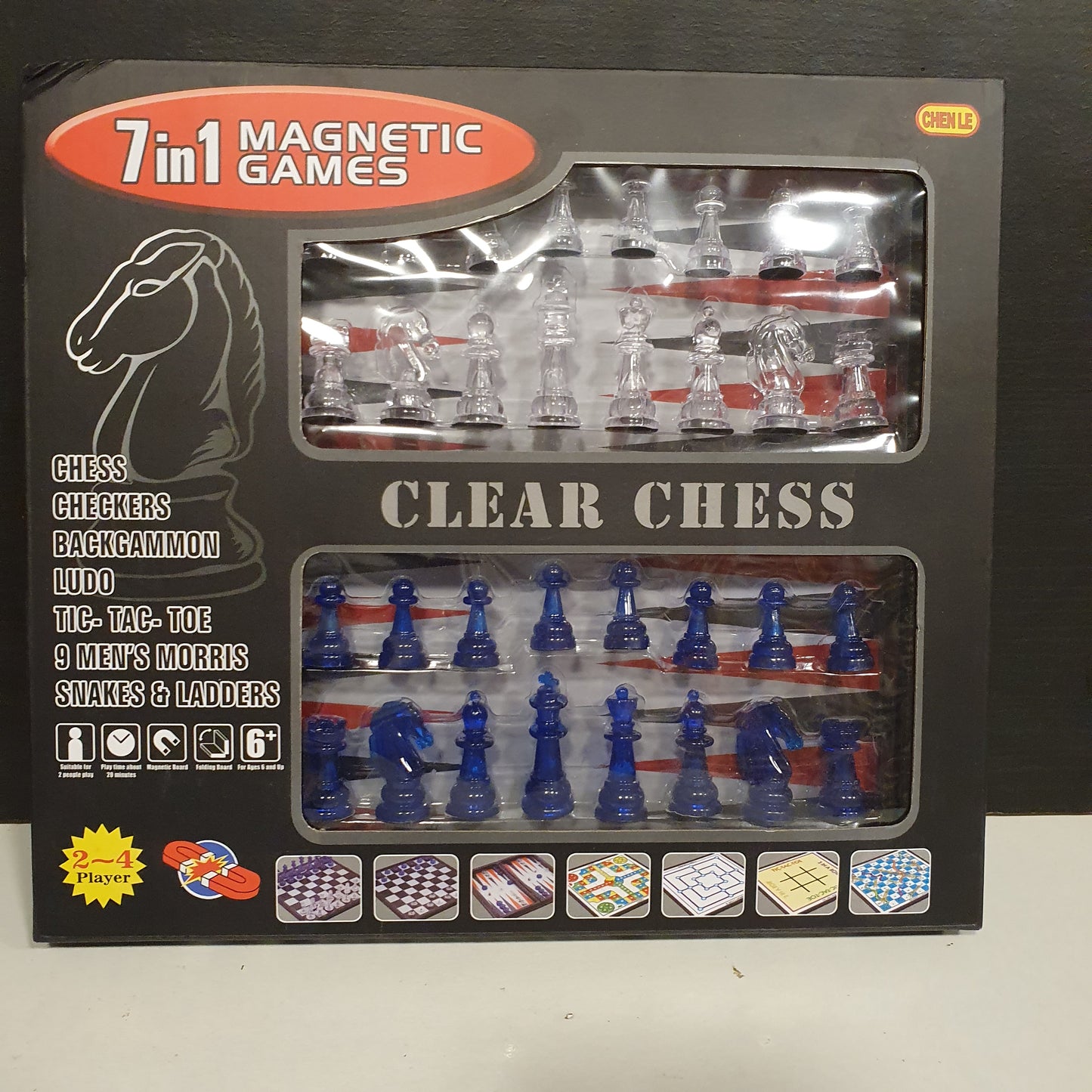 7 in 1 Magnetic Games Clear Chess 31430