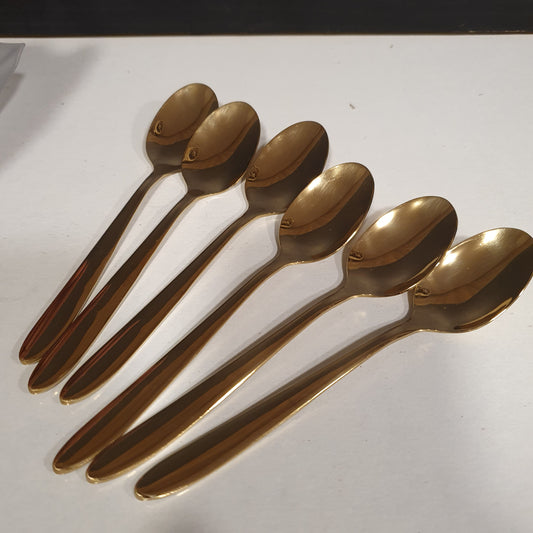 6 Pcs Golden Dessert Spoons Set 12100