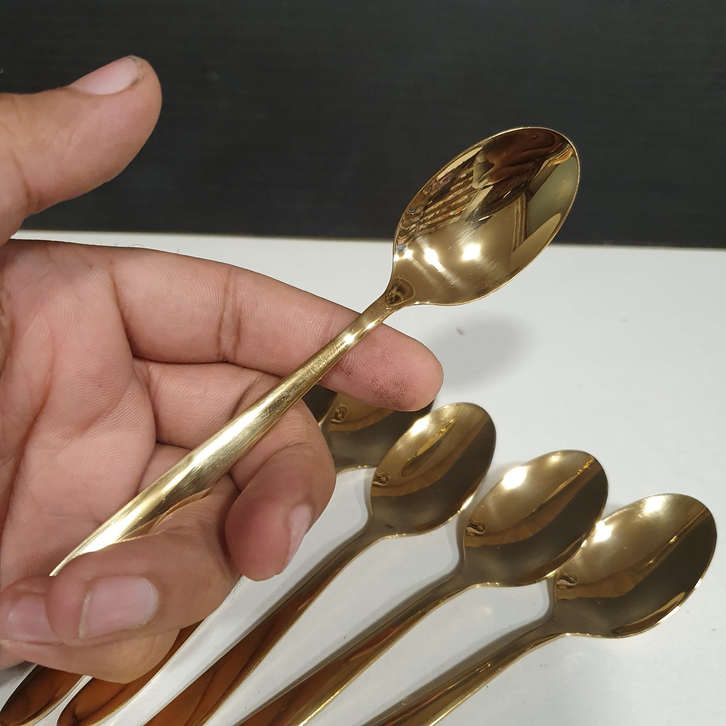 6 Pcs Golden Dessert Spoons Set 12100