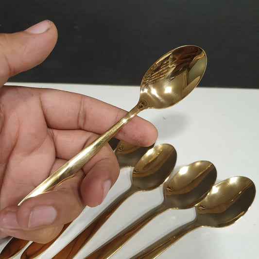 6 Pcs Golden Dessert Spoons Set 12100