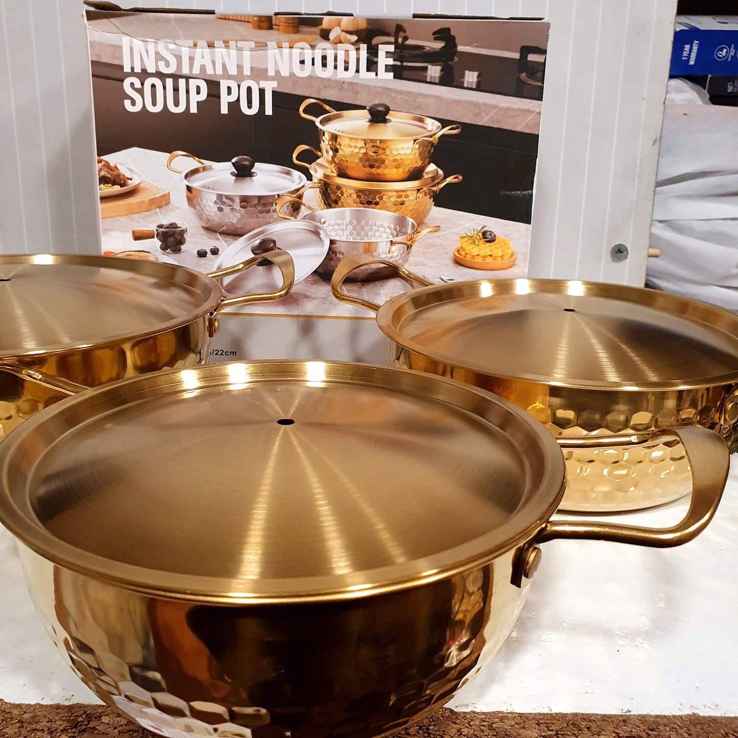 Instant Noodle Soup Pot GOLDEN pack of 3 44250