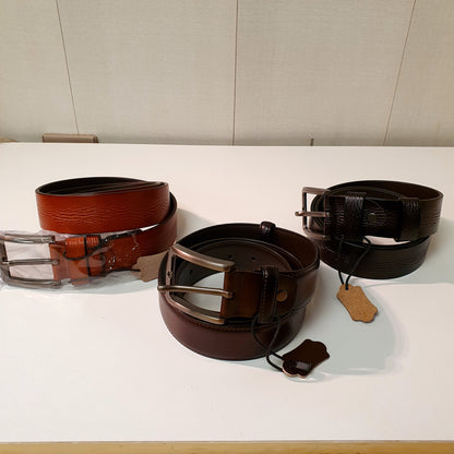 Premium Quality Leather Belt Textured Style Black Brown and Tan 1373