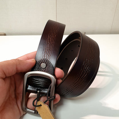 Textured Black Brown Leather Belt 8588