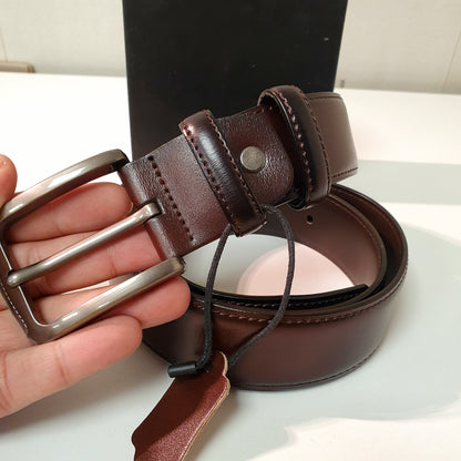 Plain Brown Black Leather Belt 8700
