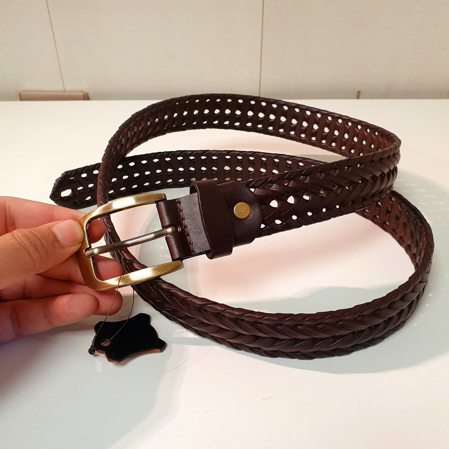 Woven braided Leather Belt 9366