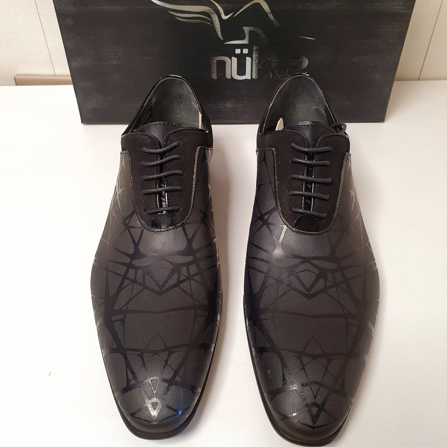 Black Leather Stylish Hand Made Shoes by Nukte Turkey Art # 0016