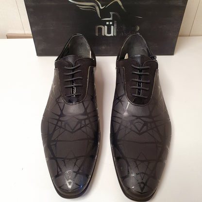 Black Leather Stylish Hand Made Shoes by Nukte Turkey Art # 0016