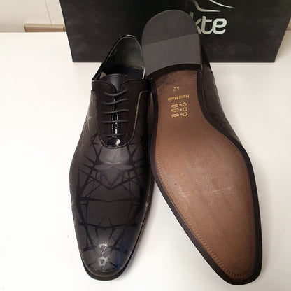Black Leather Stylish Hand Made Shoes by Nukte Turkey Art # 0016