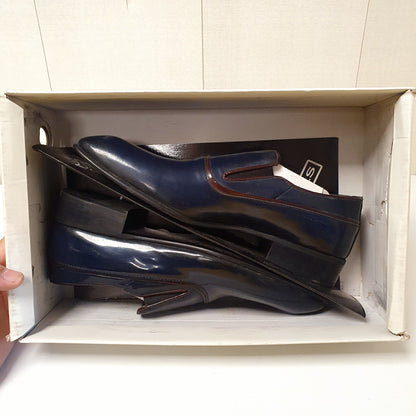 Hand Made Leather Shoes Blue By Sepals Turkey Art # 0020