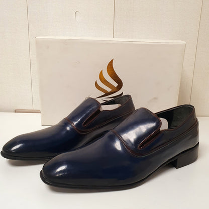 Hand Made Leather Shoes Blue By Sepals Turkey Art # 0020