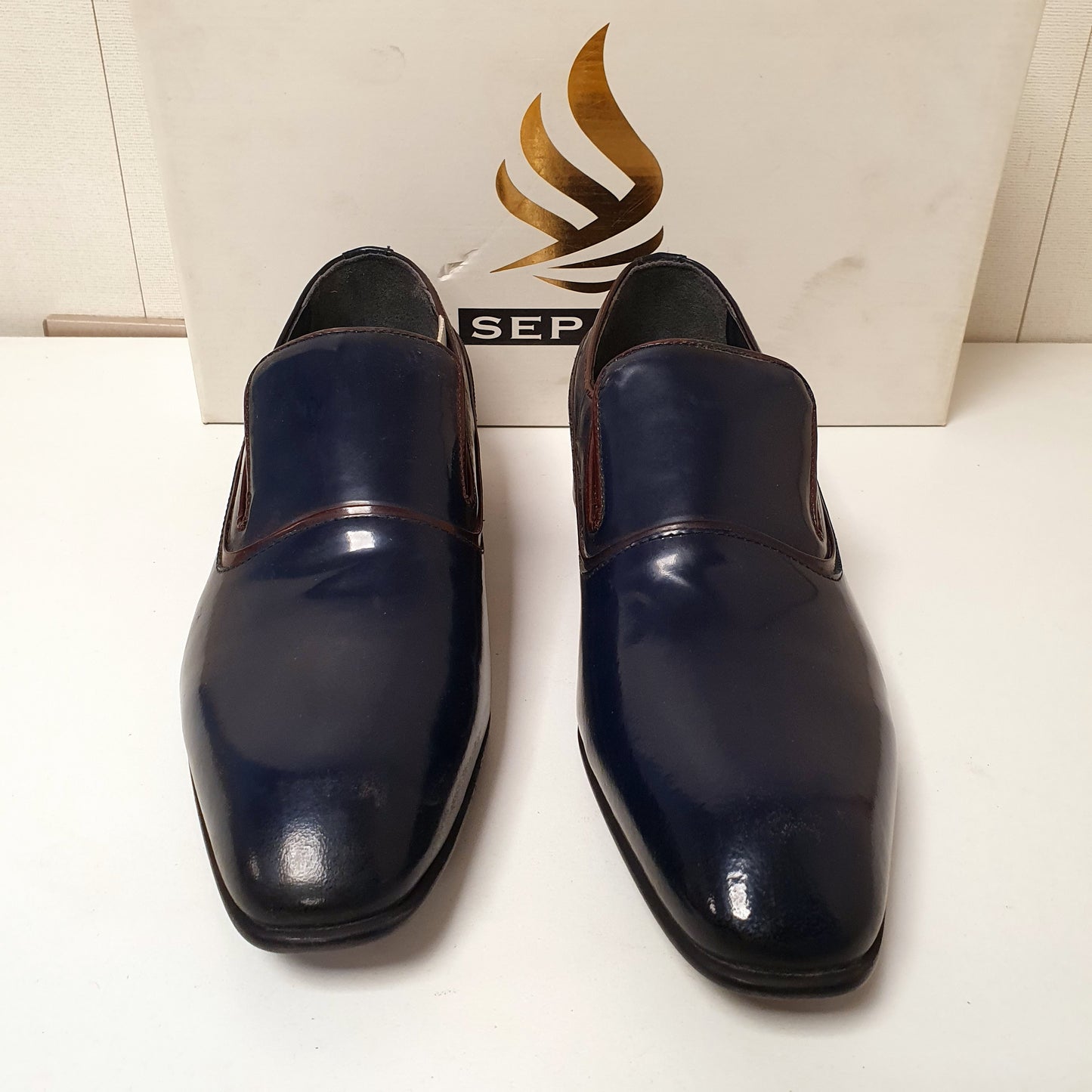 Hand Made Leather Shoes Blue By Sepals Turkey Art # 0020