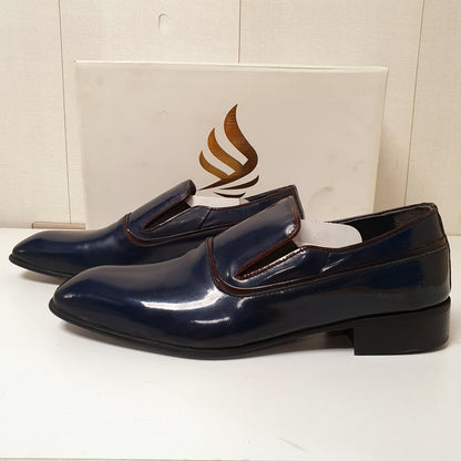 Hand Made Leather Shoes Blue By Sepals Turkey Art # 0020
