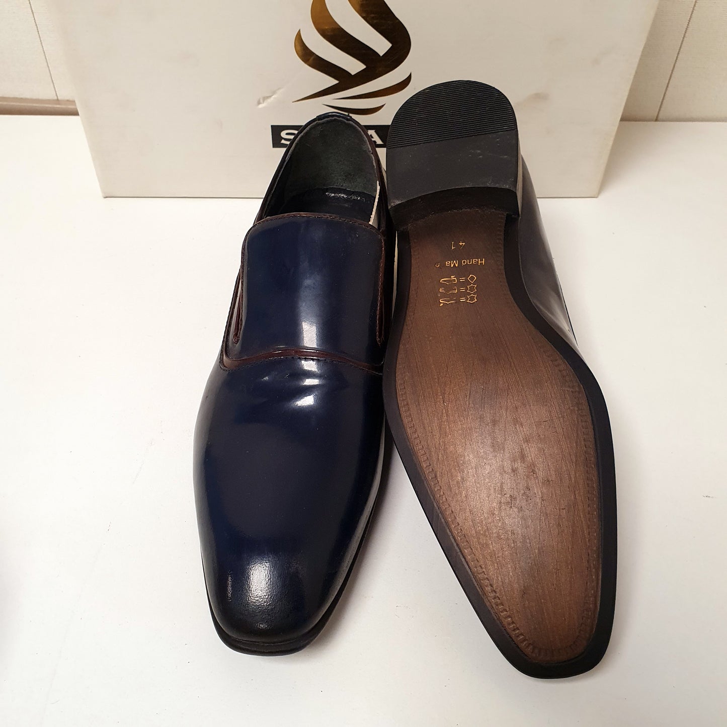 Hand Made Leather Shoes Blue By Sepals Turkey Art # 0020