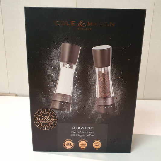 Cole & Mason Derwent Black Wood Salt and Pepper Mills,  Adjustable Grind, Salt & Pepper Mills, 12550