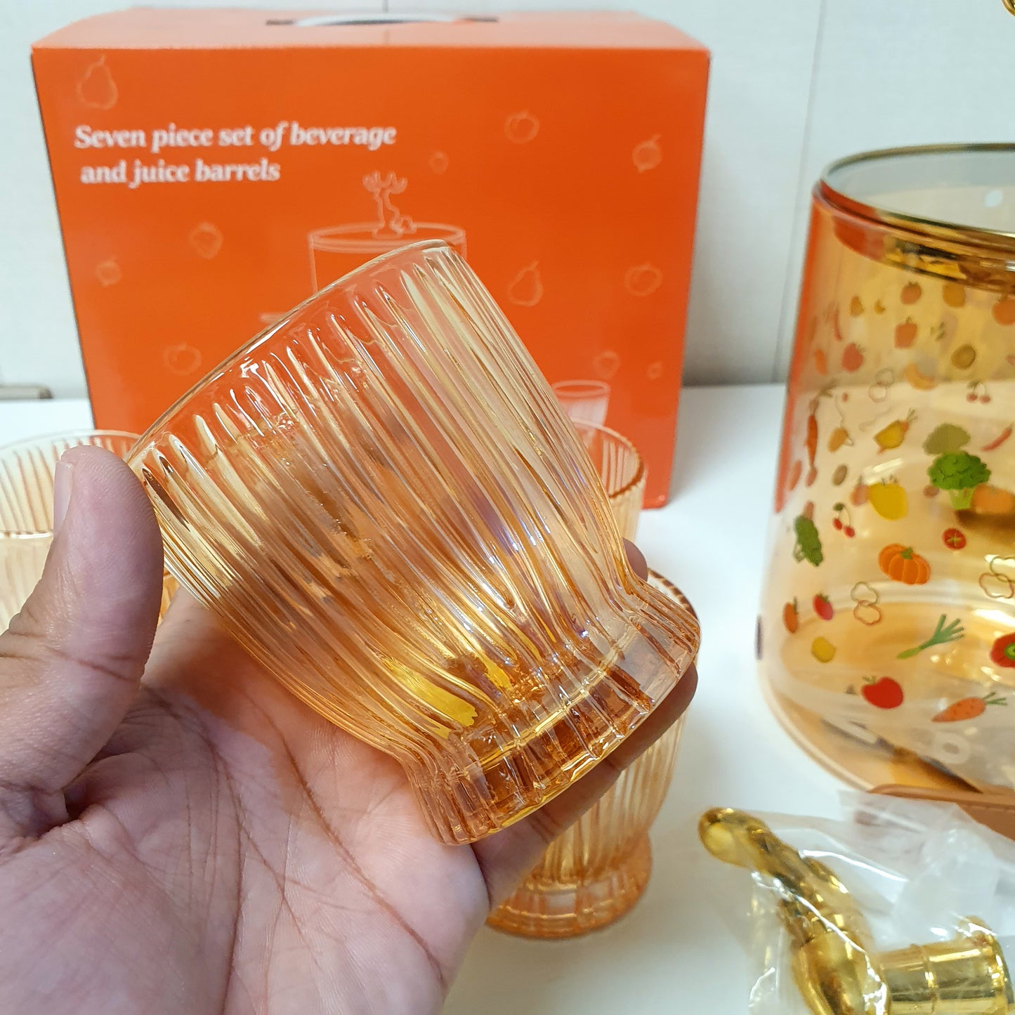 Juice Serving Barrel with 6 Glass Set , 12800