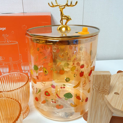 Juice Serving Barrel with 6 Glass Set , 12800