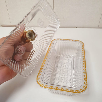 Acrylic Square Bowl with Lid Golden, 61450