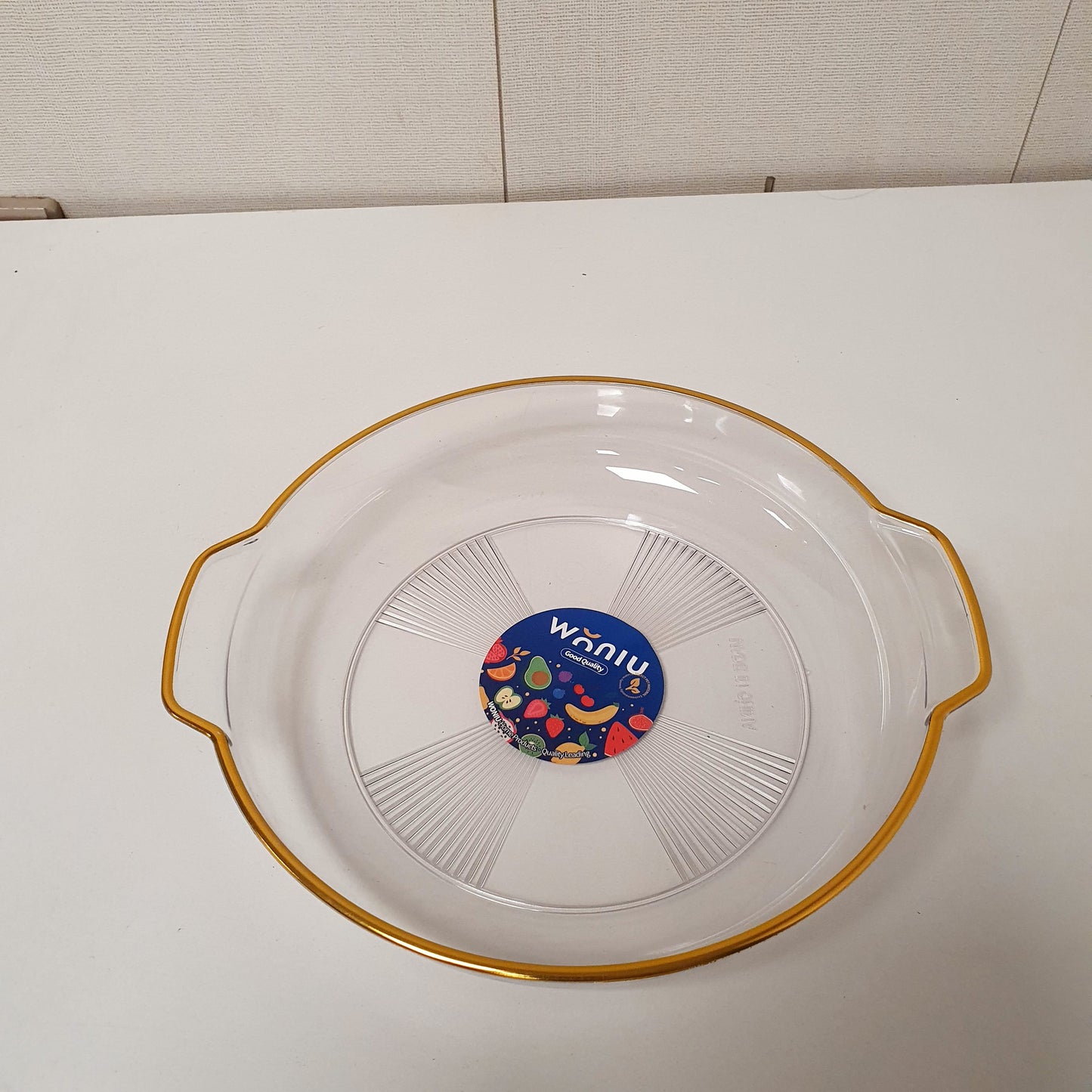Acrylic Golden Serving Round Dish, 121350