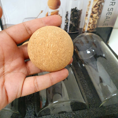Household Spherical Cork 3 Pcs Glass Spices Storage Tank, 121400
