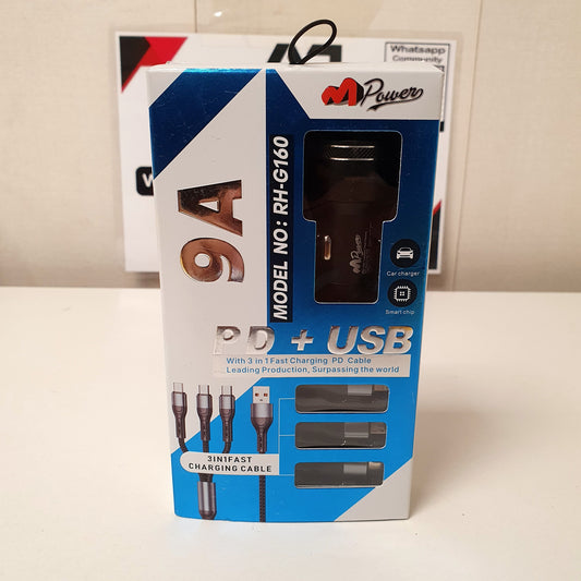 Pd + Usb Car Charger 3 in 1 TYPE C ANDROID AND IPHONE 9A