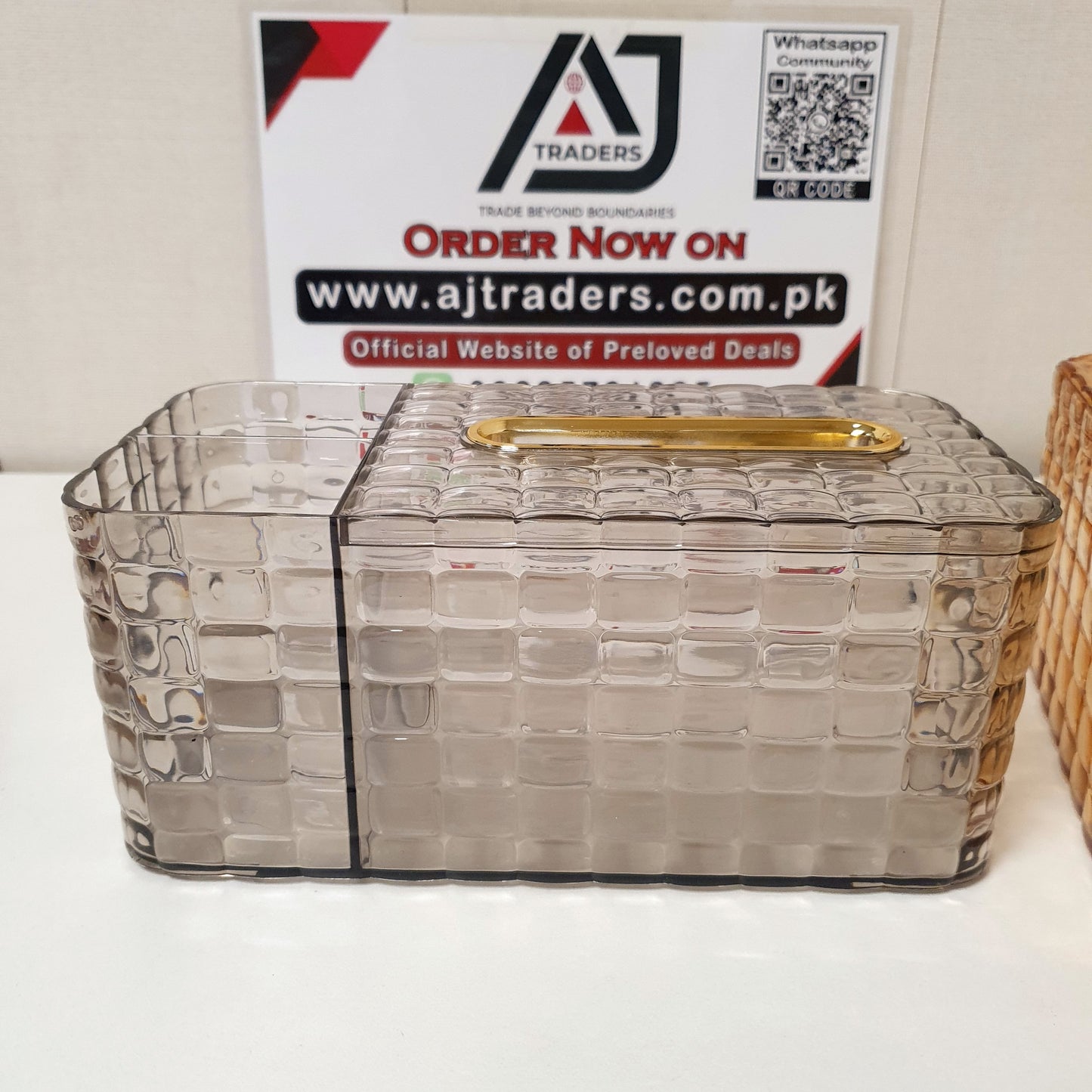 Office Desk Acrylic or Dinning Table Organizer with Tissue Box, 121150