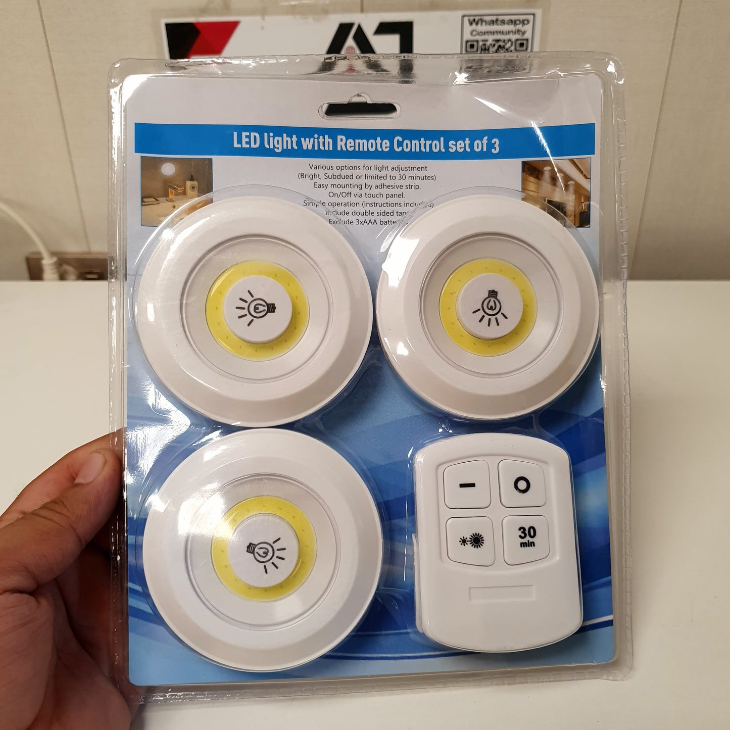 3 in1 Remote Lights For Kitchen Wardrobes, 61800