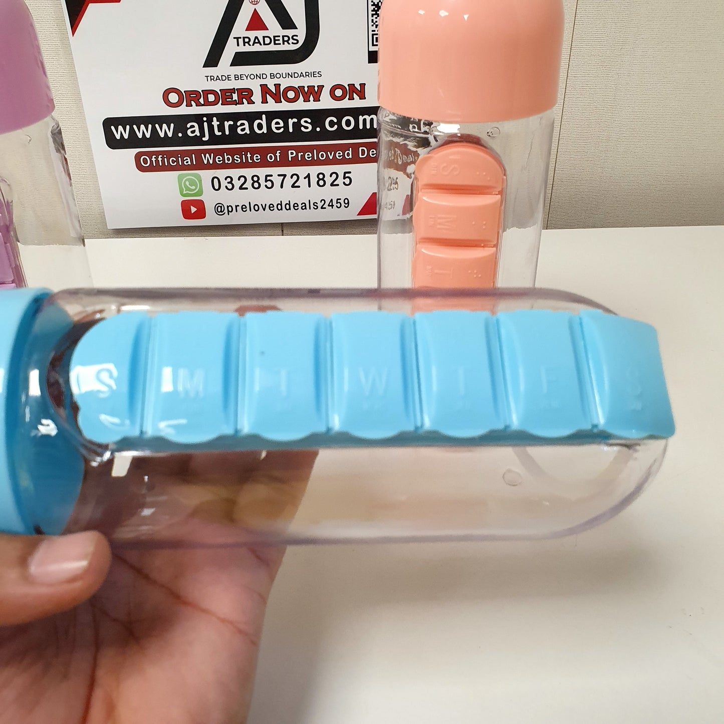 Water Bottle With Pill Box, 1