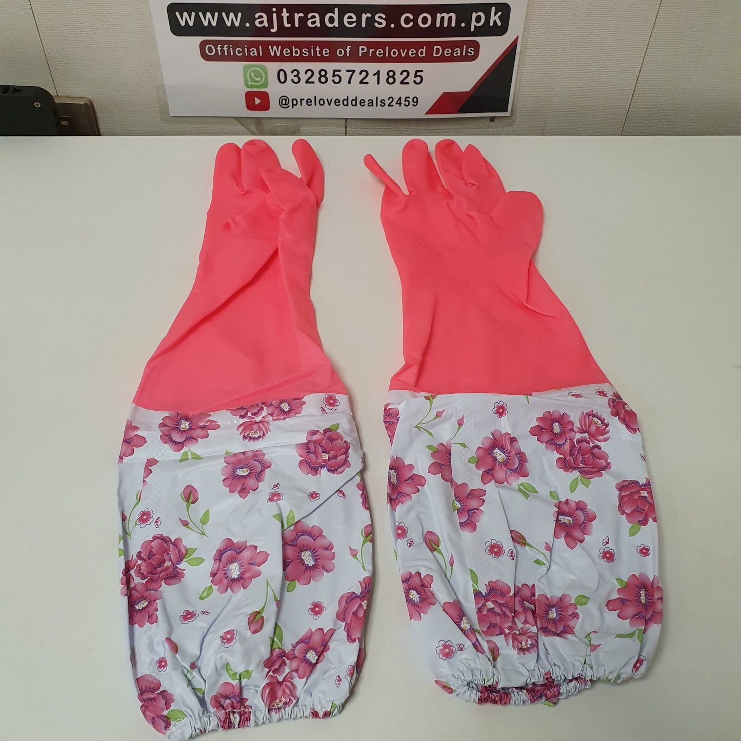 Reusable Rubber Latex Hand Gloves Extra Long Washing, 61390