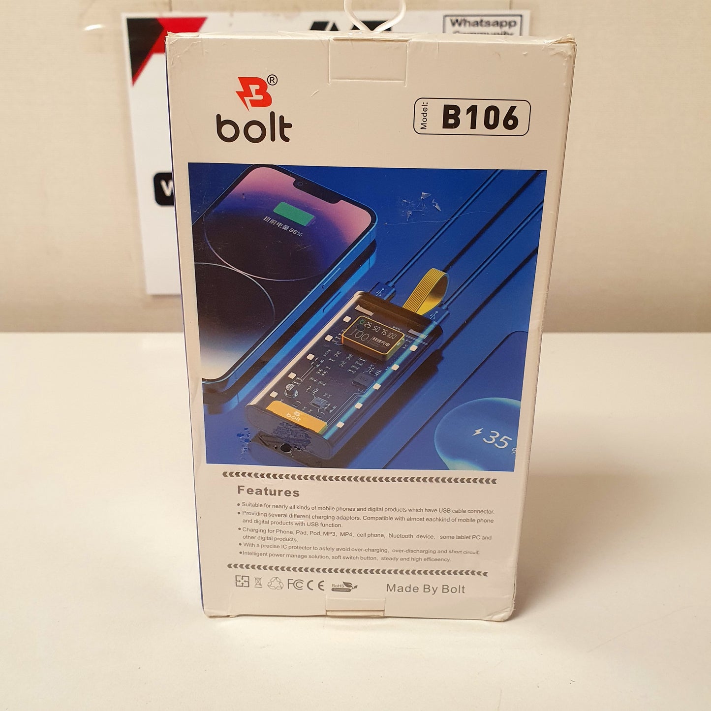 Bolt B106 20000mAh Power Bank 2.4A Fast Portable Battery
