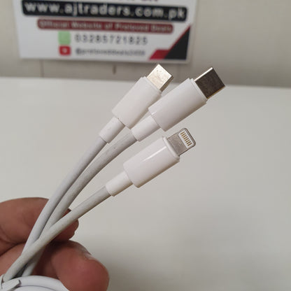 3-in-1 Universal USB Charging Cable for iPhone, Type-C & Android