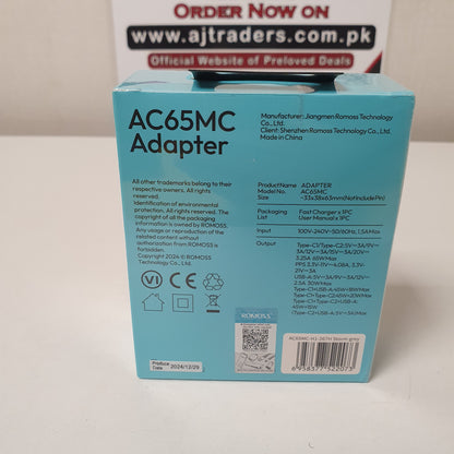 Romoss AC65MC 65W GaN Fast Charger Adapter - 3 Port USB-C
