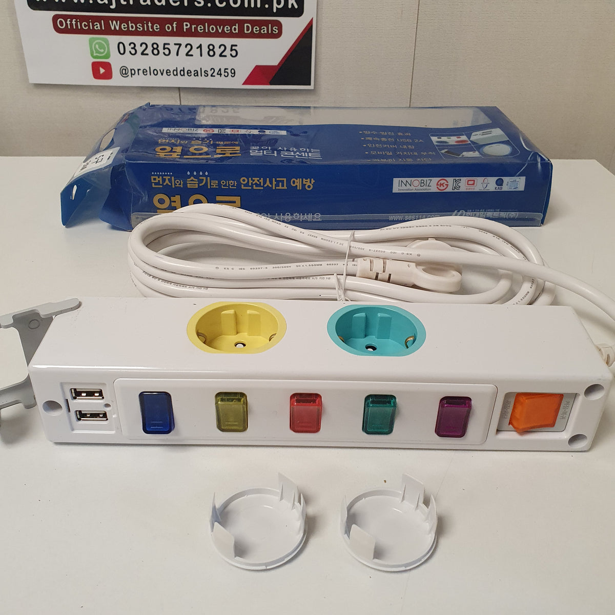 Hyundayi Blue white Packing 5 Sockets with usb socket and mobile stand Extenion, 30