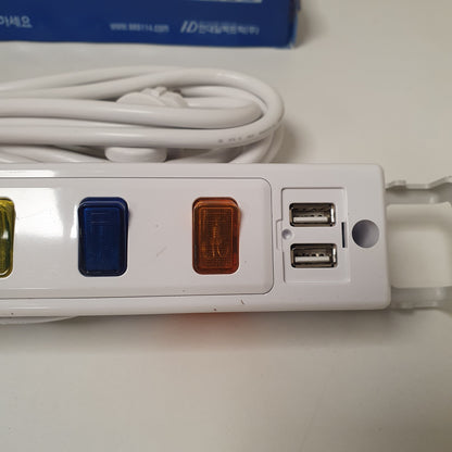 Hyundai Blue white Packing 6 Sockets Extension Board with USB, 1