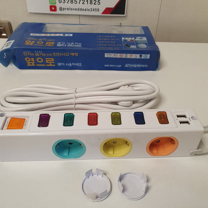 Hyundai Blue white Packing 6 Sockets Extension Board with USB, 1