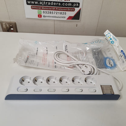 Blue White 6 Sockets Extenision Board Made in Korea by Hyundai, 9