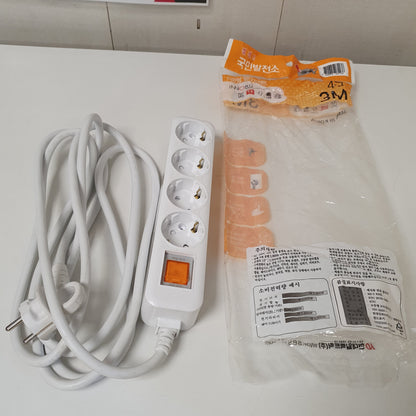 White Hyundai 4 Socket Extension With Single Button, 19