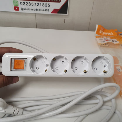 White Hyundai 4 Socket Extension With Single Button, 19