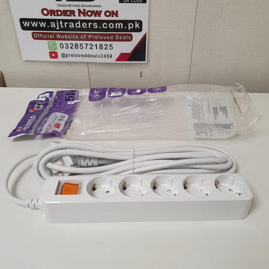 Hyundai White 5 Socket Extension with Single , 5