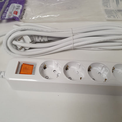 Hyundai White 5 Socket Extension with Single , 5