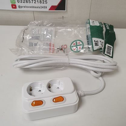 Hyundai White Socket with Multi Switch 2 Socket extension Board, 1