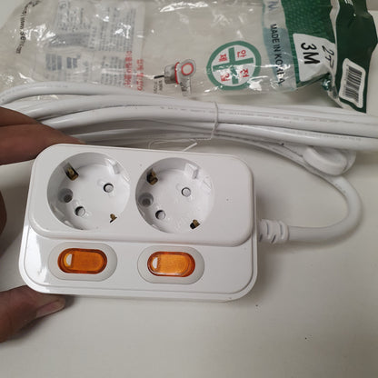 Hyundai White Socket with Multi Switch 2 Socket extension Board, 1